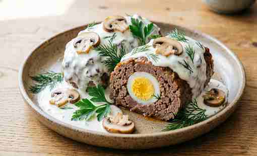 Мясные зразы под сливочно-грибным соусом